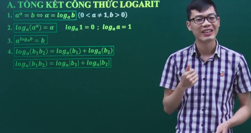 Kiểm soát và đánh giá log công thức lớp 12