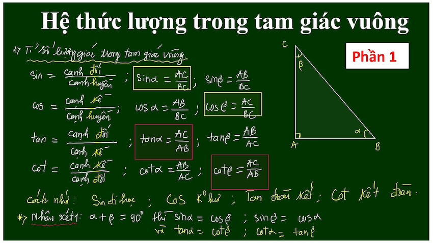 Lý thuyết về các hệ thức lượng tam giác và ứng dụng trong Vệ sinh An toàn Thực phẩm